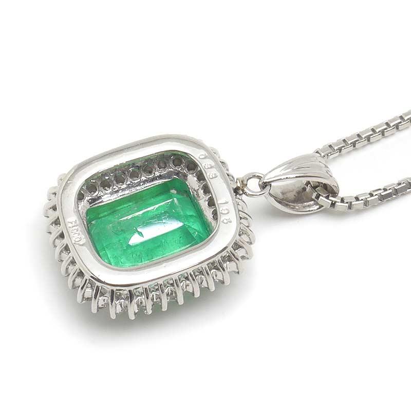PT850大粒エメラルドダイヤモンドネックレス エメラルドダイヤモンドネックレス PT850・PT900・エメラルド1.95ct