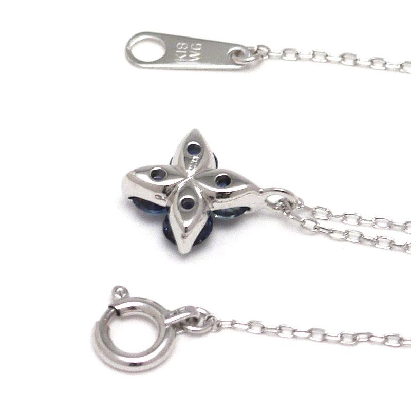 サファイアダイヤモンドネックレス K18WG フラワーモチーフ : 質屋