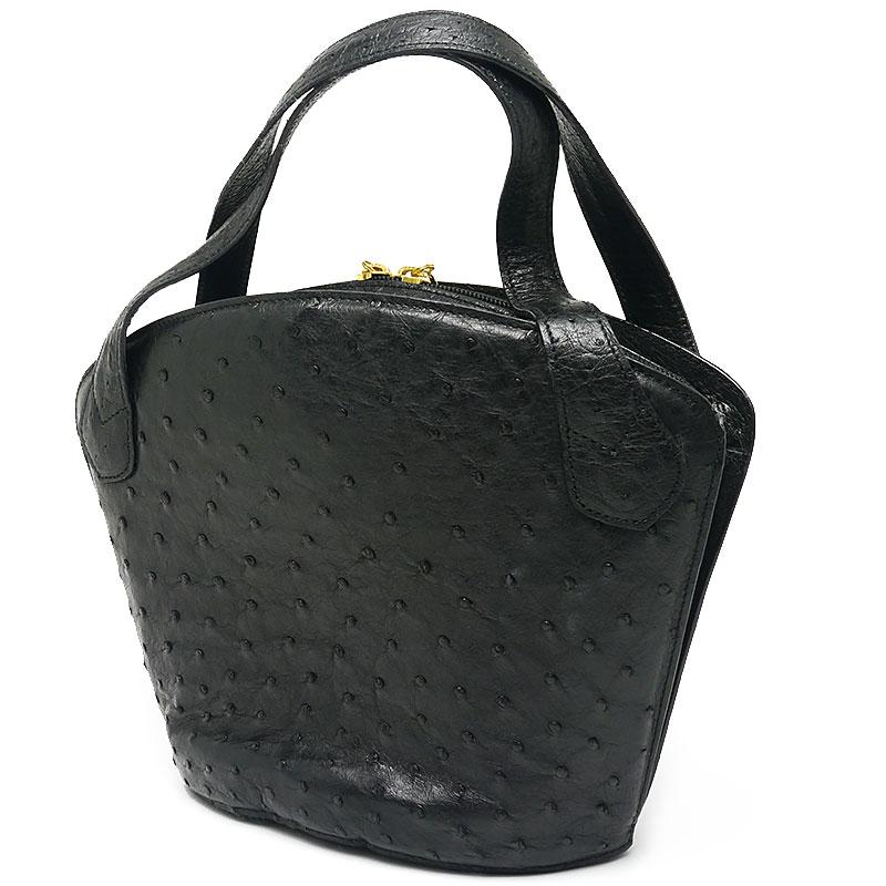 ジャルダンデサック JARDIN DES SACS オーストリッチハンドバッグ 黒 