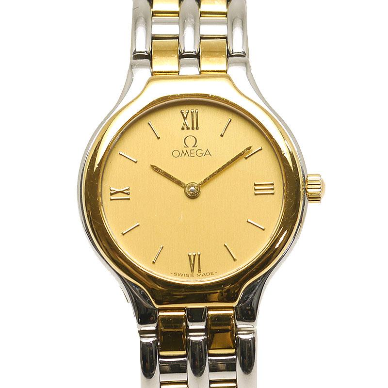 オメガ OMEGA デヴィル コンビ レディース クオーツ SS×GP ゴールド  