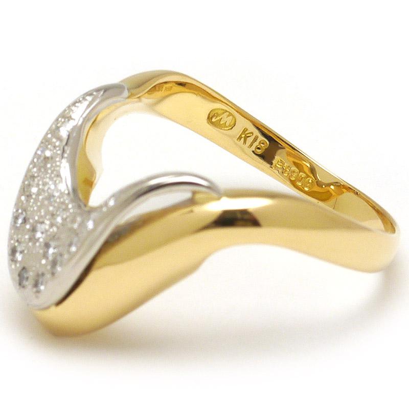 ダイヤモンドリング #17 約17号 K18YG・PT900・ダイヤ0.18ct コンビ V