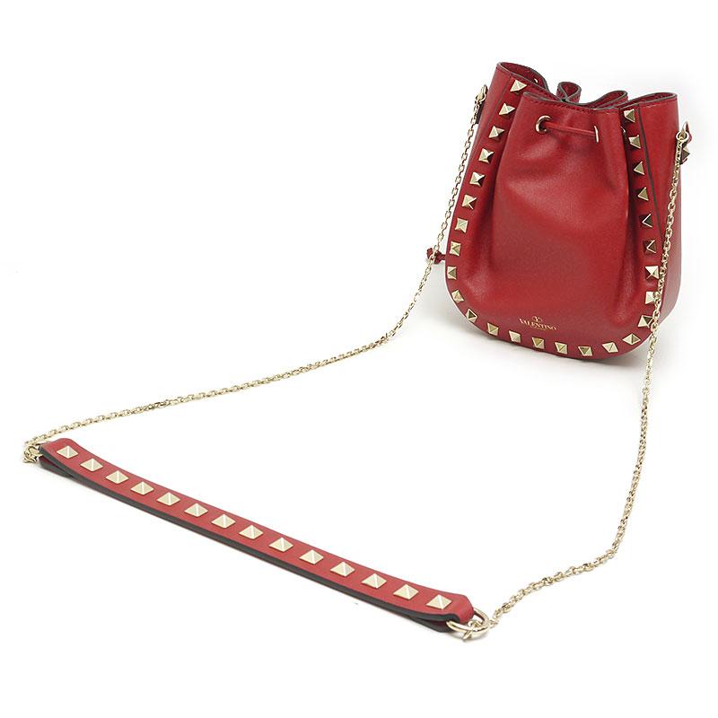 VALENTINO バレンチノ チェーンショルダーバッグ 赤 レッド レザー 