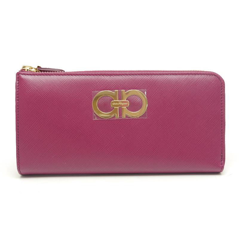 フェラガモ Salvatore Ferragamo L字ファスナー長財布 ガンチーニ 紫 