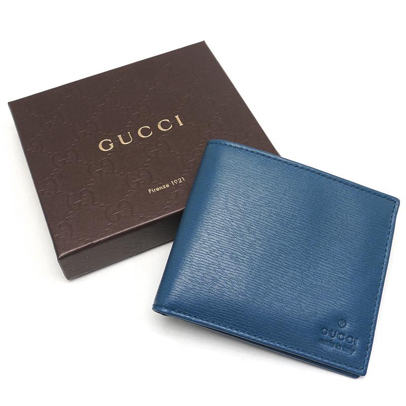 GUCCI グッチ 二つ折り札入れ 04795.0416 メンズ 紳士 ブルー 青系  