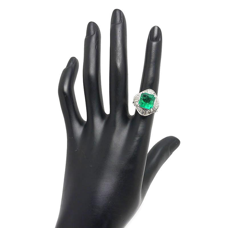 エメラルドダイヤモンドリング #12 約12号 PT900・エメラルド5.04ct