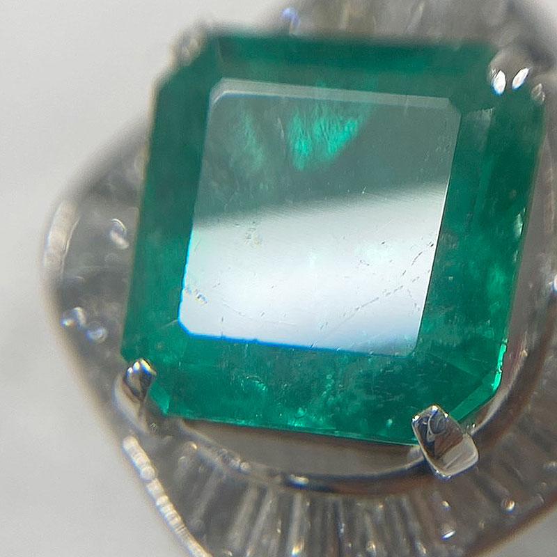 エメラルドダイヤモンドリング #12 約12号 PT900・エメラルド5.04ct