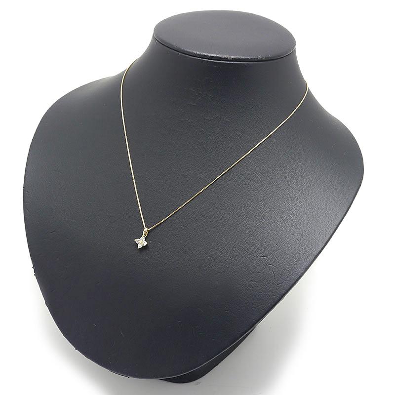 TASAKI 田崎真珠 ダイヤモンドネックレス K18YG イエローゴールド ダイヤ0.24ct フラワーモチーフ【質屋鑑定品】 【ブレイド】