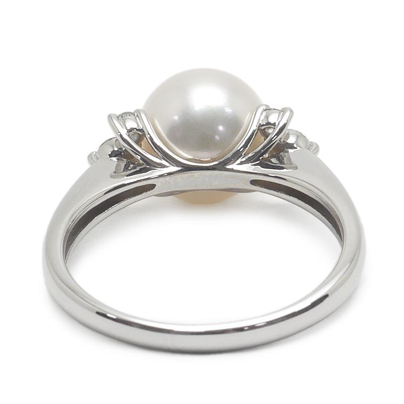 パールダイヤモンドリング 約16号 アコヤ養殖真珠約9.2mm・ダイヤ0.25  