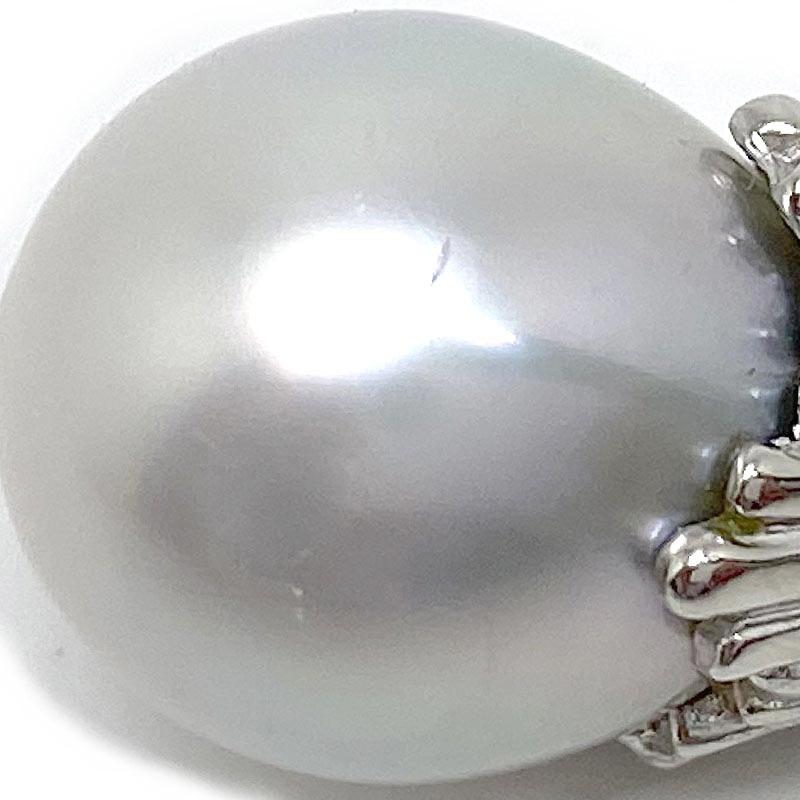 パール付きシルバー ネックレス　pt850 pt900 パールネックレス PT850・PT900・シロチョウ養殖真珠・ダイヤモンド