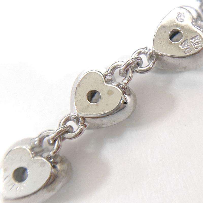 ダイヤモンドネックレス K18WG・ダイヤ0.43ct ハートモチーフ 3連