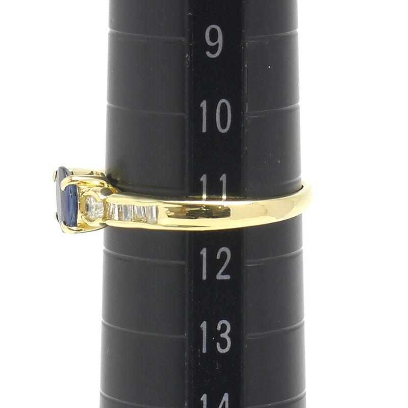 サファイアダイヤモンドリング 約11号 K18YG・サファイア0.54ct