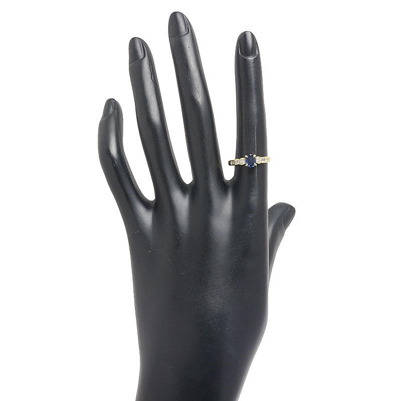 サファイアダイヤモンドリング 約11号 K18YG・サファイア0.54ct