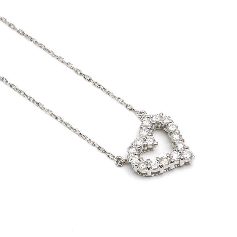 ハート型ネックレス　Pt900 Pt850 ダイヤモンドネックレス PT850・PT900・ダイヤ0.50ct ハート