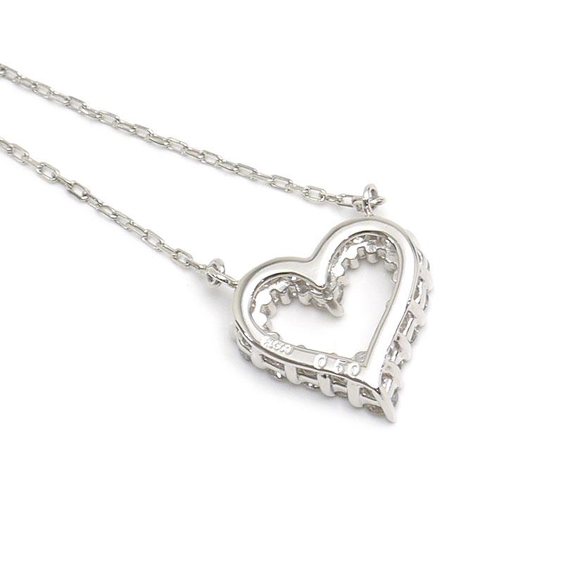 ハート型ネックレス　Pt900 Pt850 ダイヤモンドネックレス PT850・PT900・ダイヤ0.50ct ハート