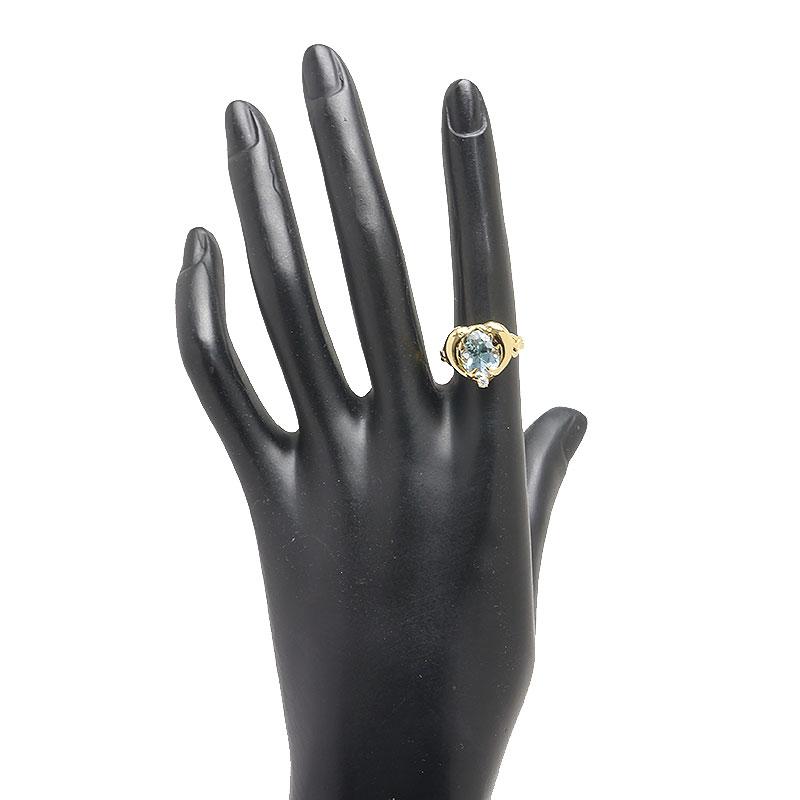 ブルートパーズリング 約11号 K18YG・トパーズ3.44ct・ダイヤ0.04ct