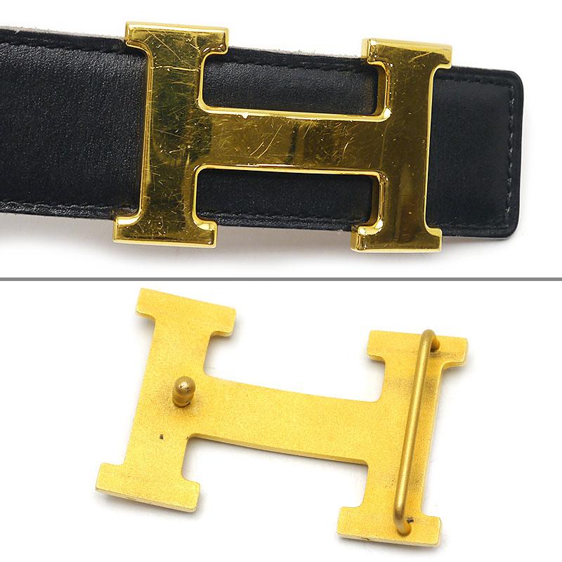 エルメス HERMES Hベルト レザー ブラック×ブラウン ゴールド金具 □A刻印 1997年製造の画像