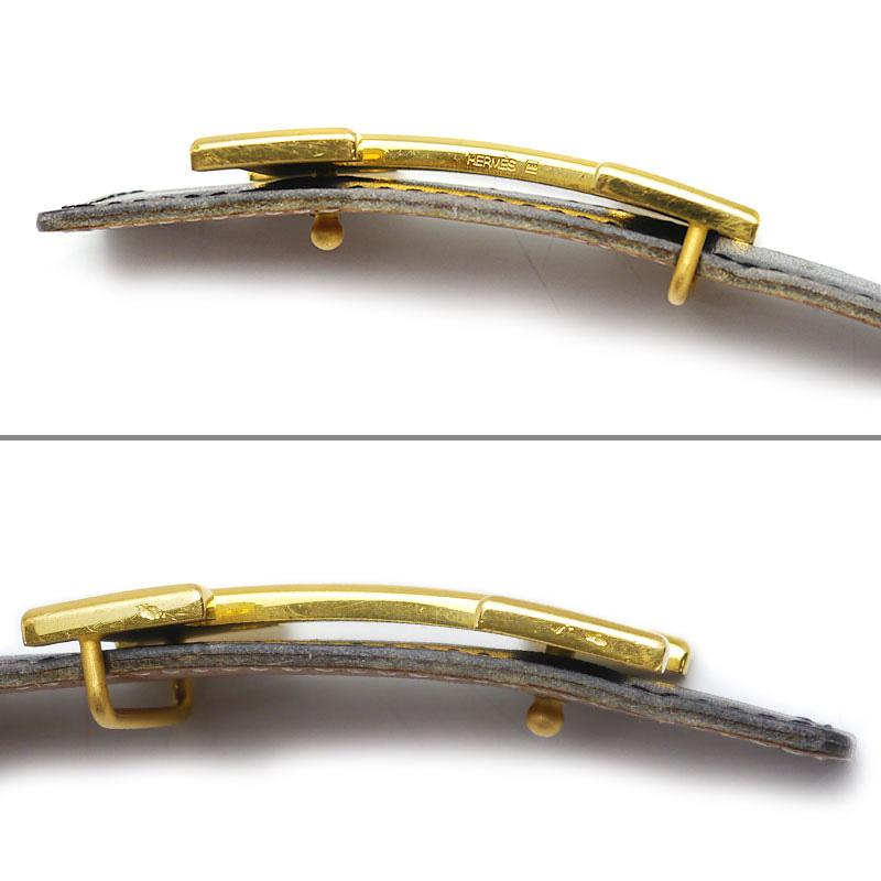 エルメス HERMES Hベルト レザー ブラック×ブラウン ゴールド金具 □A刻印 1997年製造の画像