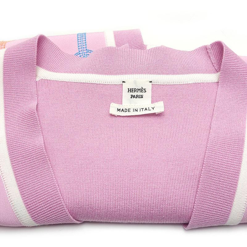 HERMES エルメス シェーヌダンクル 刺繍カーディガン ピンク系 サイズ 