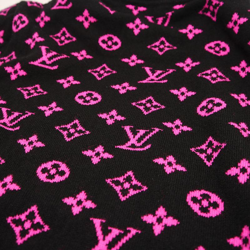 ルイヴィトン Louis Vuitton カシミヤニット サイズS ブラック×ピンク 背面モノグラム柄_5