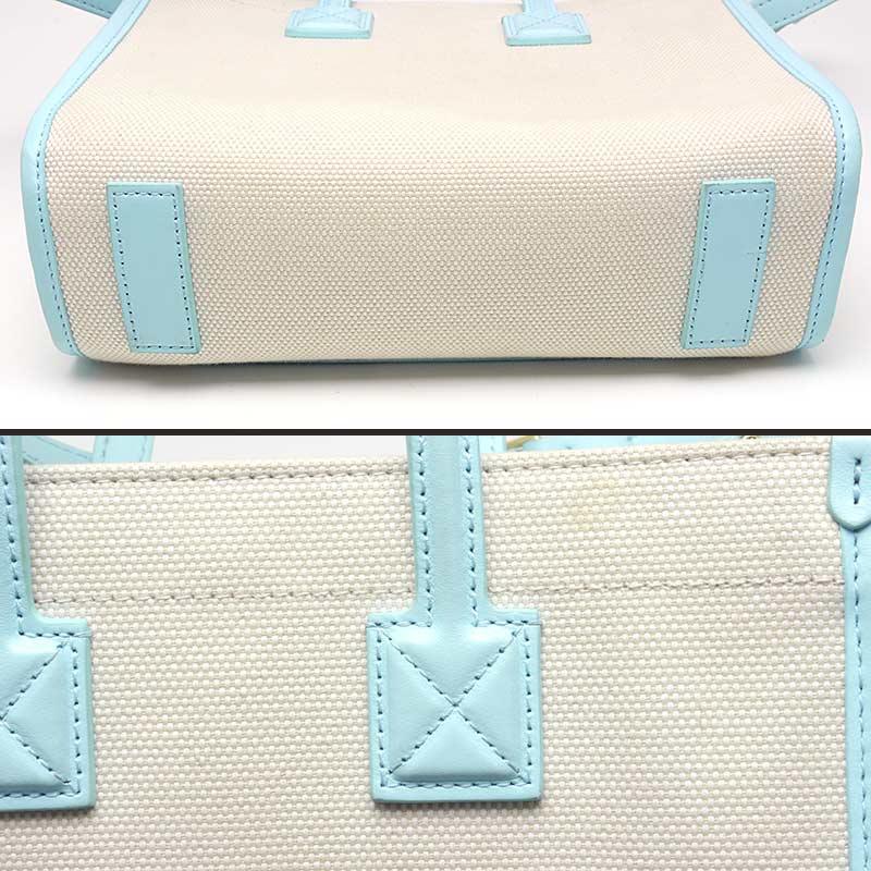 BURBERRY バーバリー ミニ フレヤトートバッグ ナチュラル×ブルー系  