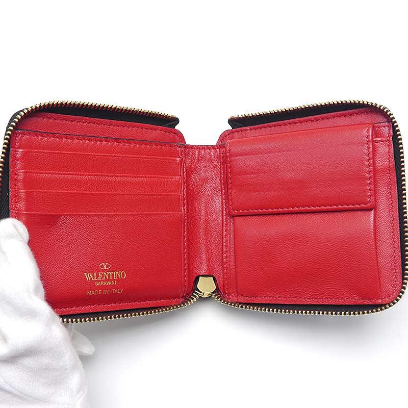 ヴァレンティノ レザー ラウンドジップ コンパクトウォレット ブラック VALENTINO GARAVANI ヴァレンティノガラヴァーニ コンパクト