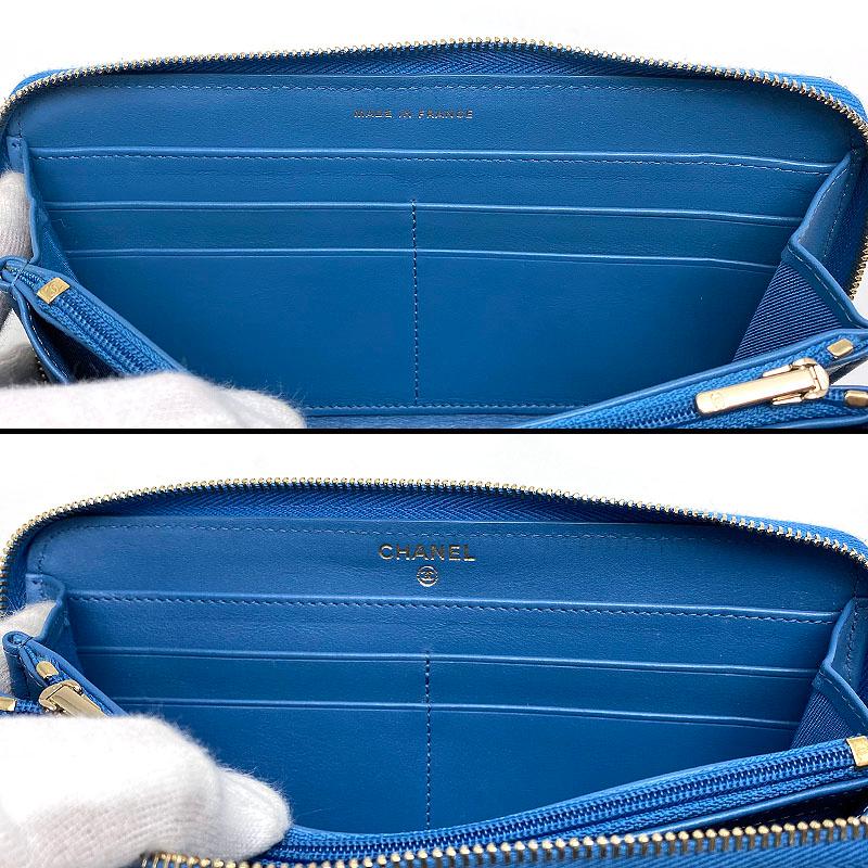 CHANEL シャネル ラウンドジップ長財布 マトラッセ キャビア