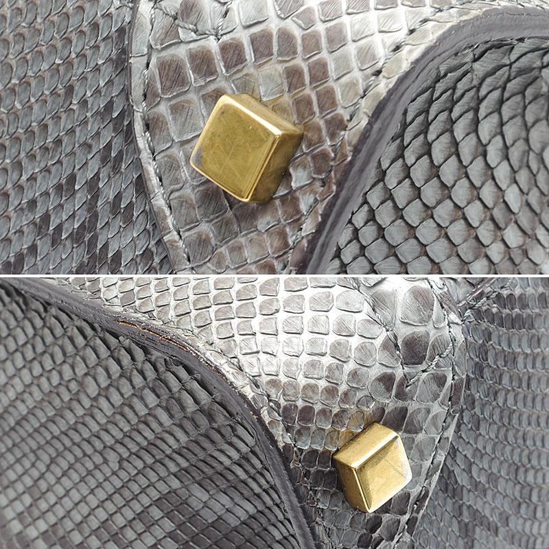 CELINE セリーヌ レザー パイソン ラゲージ マイクロショッパー CELINE セリーヌ ラゲージマイクロショッパー ハンドバッグ パイソン