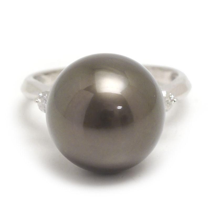 美品】 黒蝶真珠 ブラックパール イヤリング＆リング 7号 K18 Pt900 