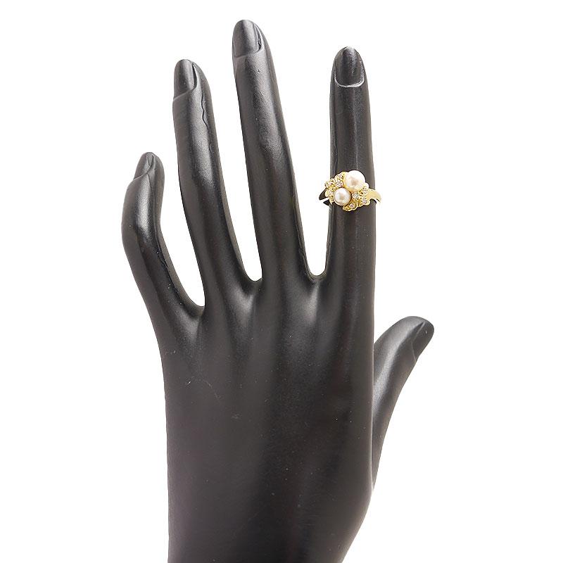 MIKIMOTO（ミキモト） パールリング 5.0-6.0mm K18YG ダイヤモンド