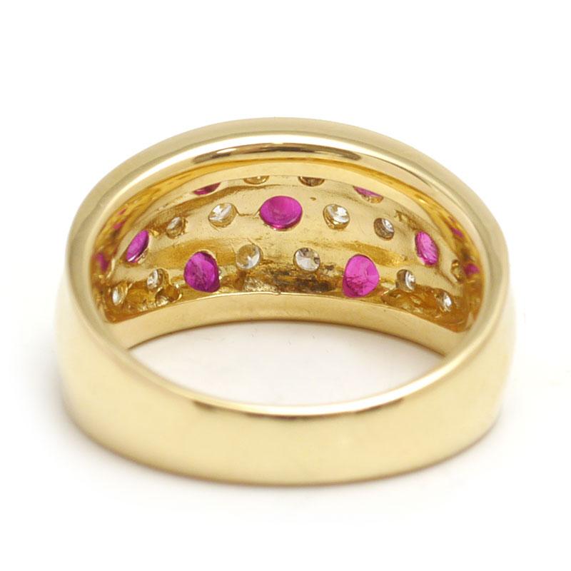 ルビーダイヤモンドリング 約15号 K18YG・ルビー0.94ct・ダイヤ0.52ct