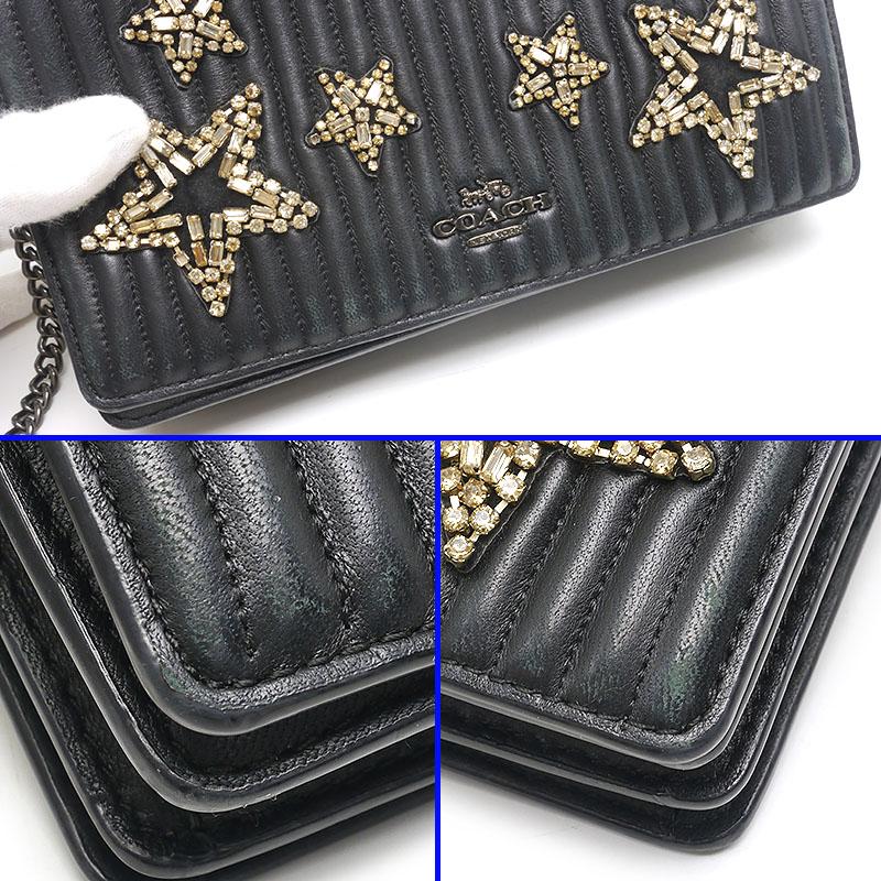 COACH コーチ チェーンショルダーバッグ 31871 レザー ブラック 星  