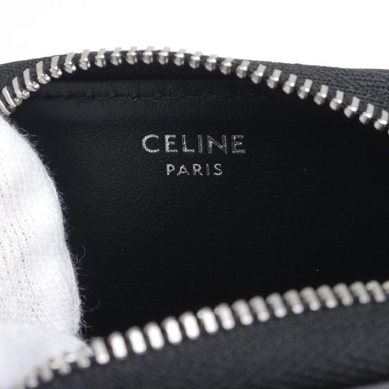 CELINE セリーヌ スクエアパース レザー ブラック ロゴ総柄 小銭