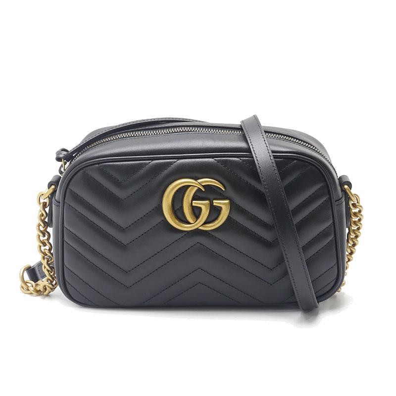 GUCCI GGレザー チェーンショルダーバッグ ブラック 447632 GUCCI グッチ GGマーモント キルティング スモール チェーン