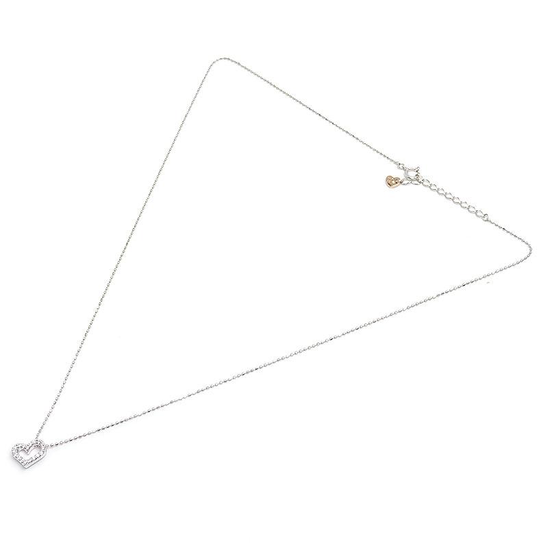 ダイヤモンドネックレス K18WG・ダイヤ0.10ct オープンハートモチーフ