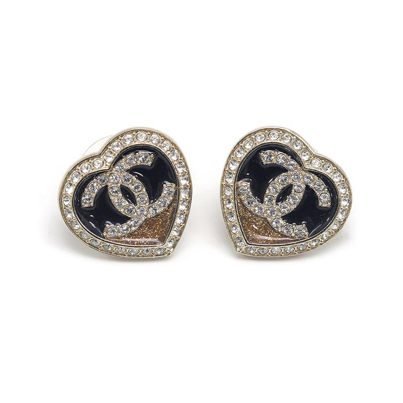 CHANEL（シャネル） ハートピアス C23B ココマーク ラインストーン 