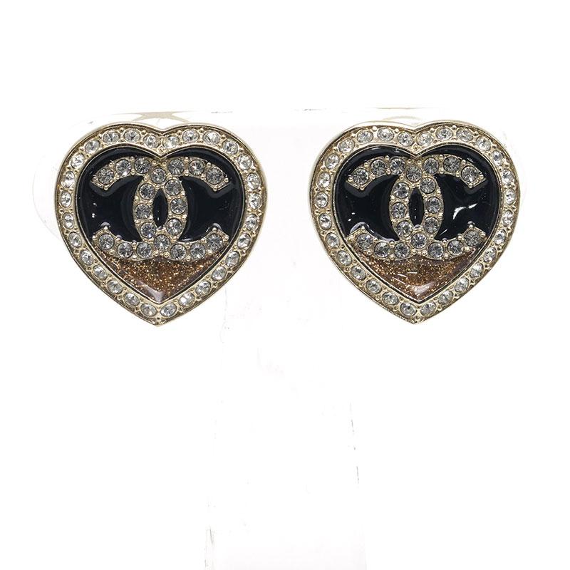 CHANEL（シャネル） ハートピアス C23B ココマーク ラインストーン 