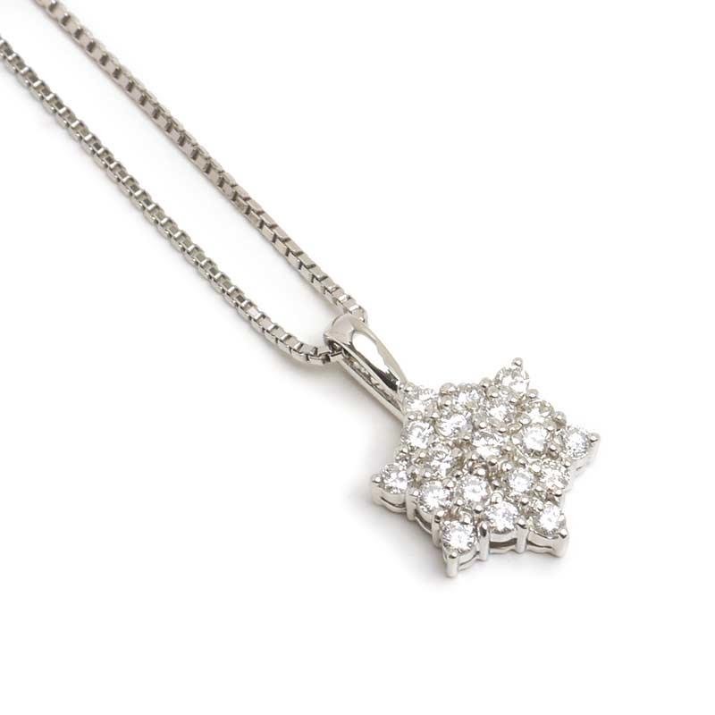 ダイヤモンドネックレス PT900・PT850・ダイヤ0.41ct 雪の結晶 