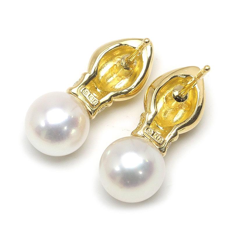 MIKIMOTO（ミキモト） パールダイヤモンドピアス K18YG・パール約8mm
