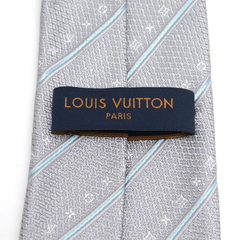 LOUIS VUITTON ネクタイ モノグラム ストライプ ライトグレー LOUIS VUITTON（ルイ・ヴィトン） Louis Vuitton LV ネクタイ
