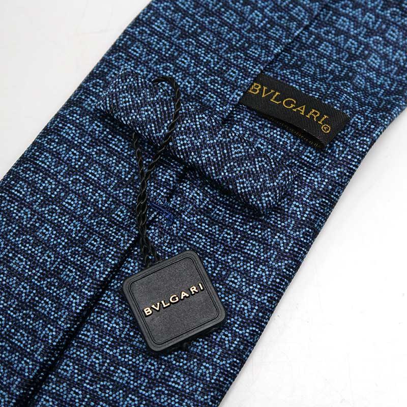M07 BVLGARI ブルガリ ロゴ総柄 シルク ネクタイ ネイビー BVLGARI（ブルガリ） ネクタイ シルク ネイビー ロゴ総柄 : 質屋