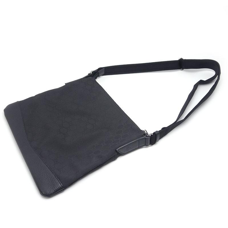 GUCCI グッチ ショルダーバッグ 374414 GGキャンバス×レザー ブラック