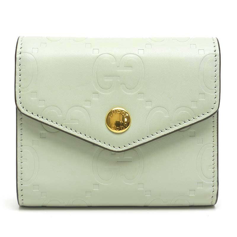 GUCCI グッチ ミディアムウォレット 772793 レザー 薄グリーン 三  