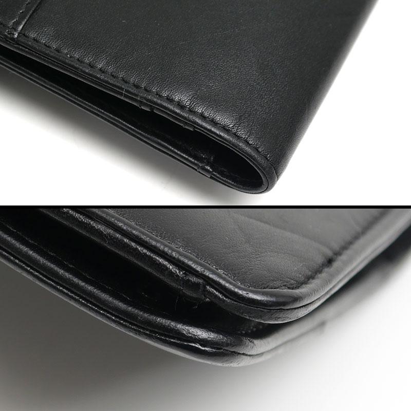 CHANEL シャネル 2つ折り長財布 レザー ブラック マトラッセ : 質屋  