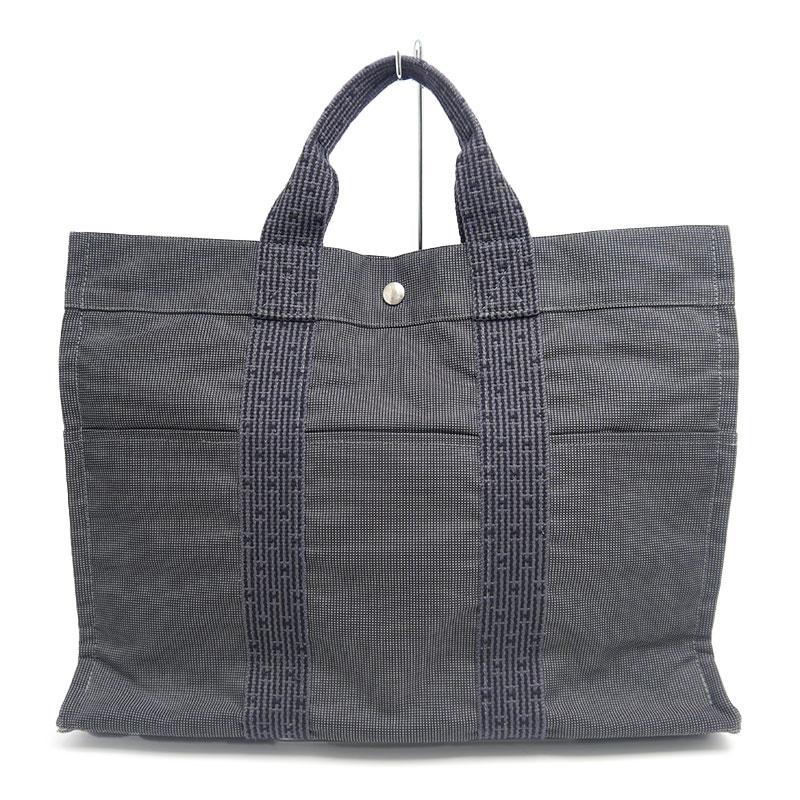 HERMESエールラインMMトートバッグ　カデナ★エルメス HERMES（エルメス） エールライントートMM キャンバス グレー ※カデナ
