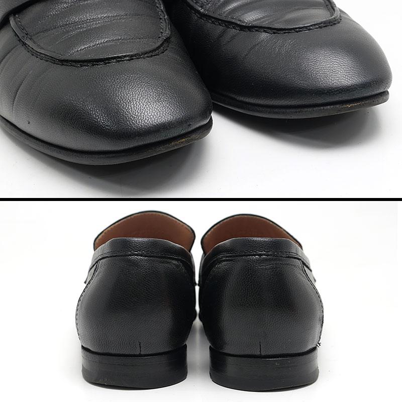 エルメス HERMES パリ モカシン 36 ブラック×シルバー金具 ローファー