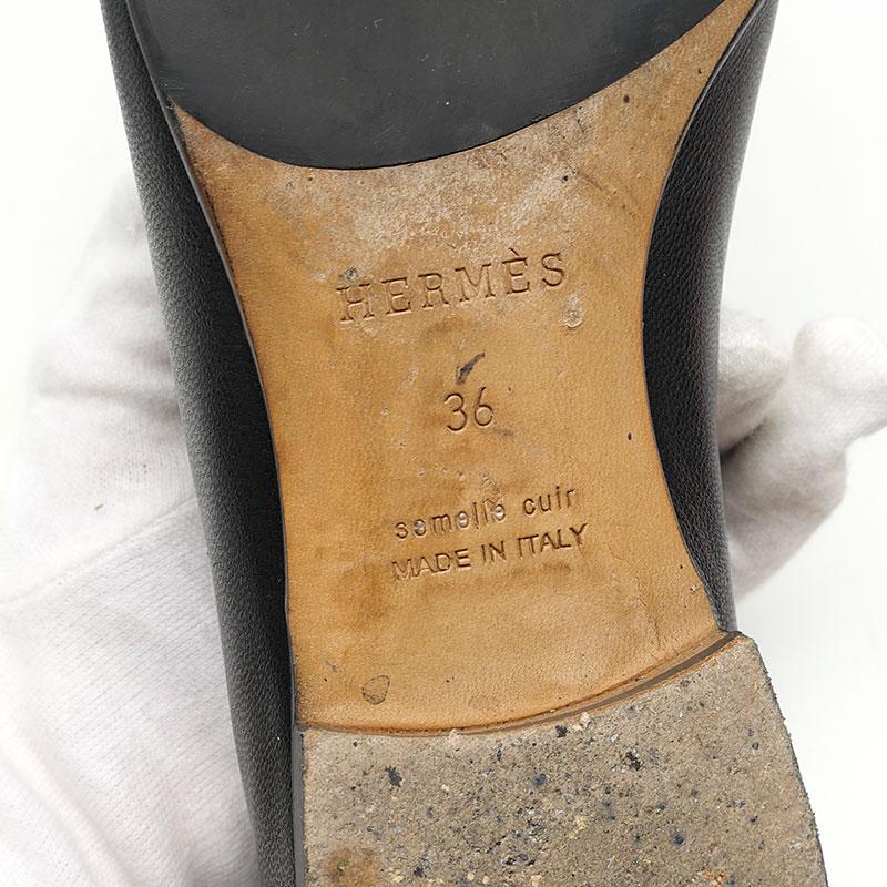 HERMES（エルメス） パリ モカシン 36 ブラック×シルバー金具