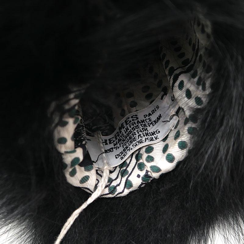 HERMES エルメス リストウォーマー ファーブレスレット ブラック  