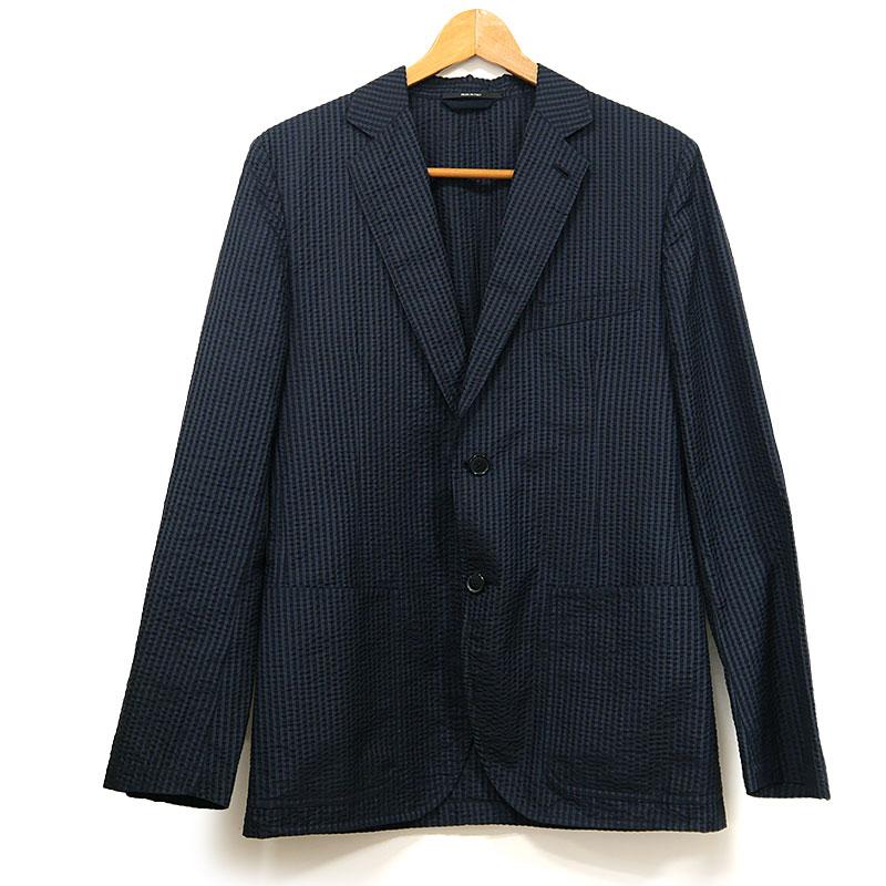 HERMES ブラック テーラードジャケット　エルメス　シルク100% HERMES（エルメス） テーラードジャケット 46 ブラック/ネイビー