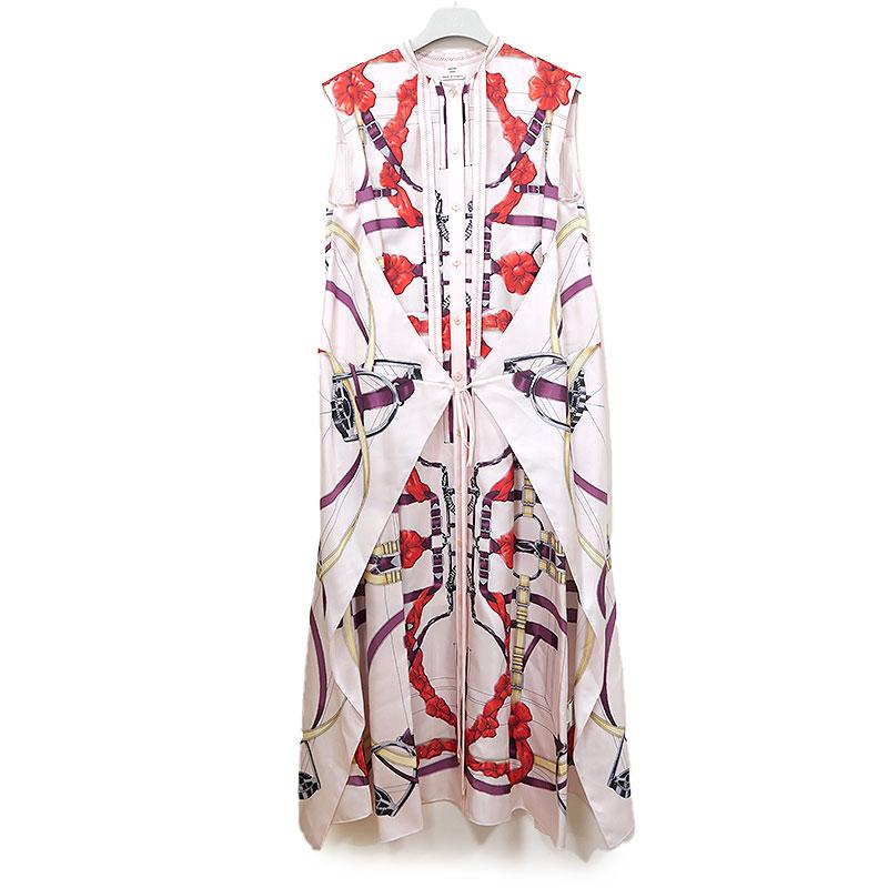 ☆エルメス HERMES ワンピース ノースリーブ HERMES（エルメス） ノースリーブワンピース 36 シルク 2018SS ピンク