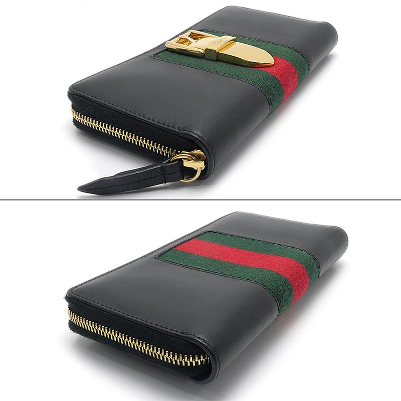 [即日発送] GUCCI シルヴィラウンドウォレット 長財布 レザー ジップ GUCCI（グッチ） シルヴィラウンドウォレット 長財布 レザー ブラック